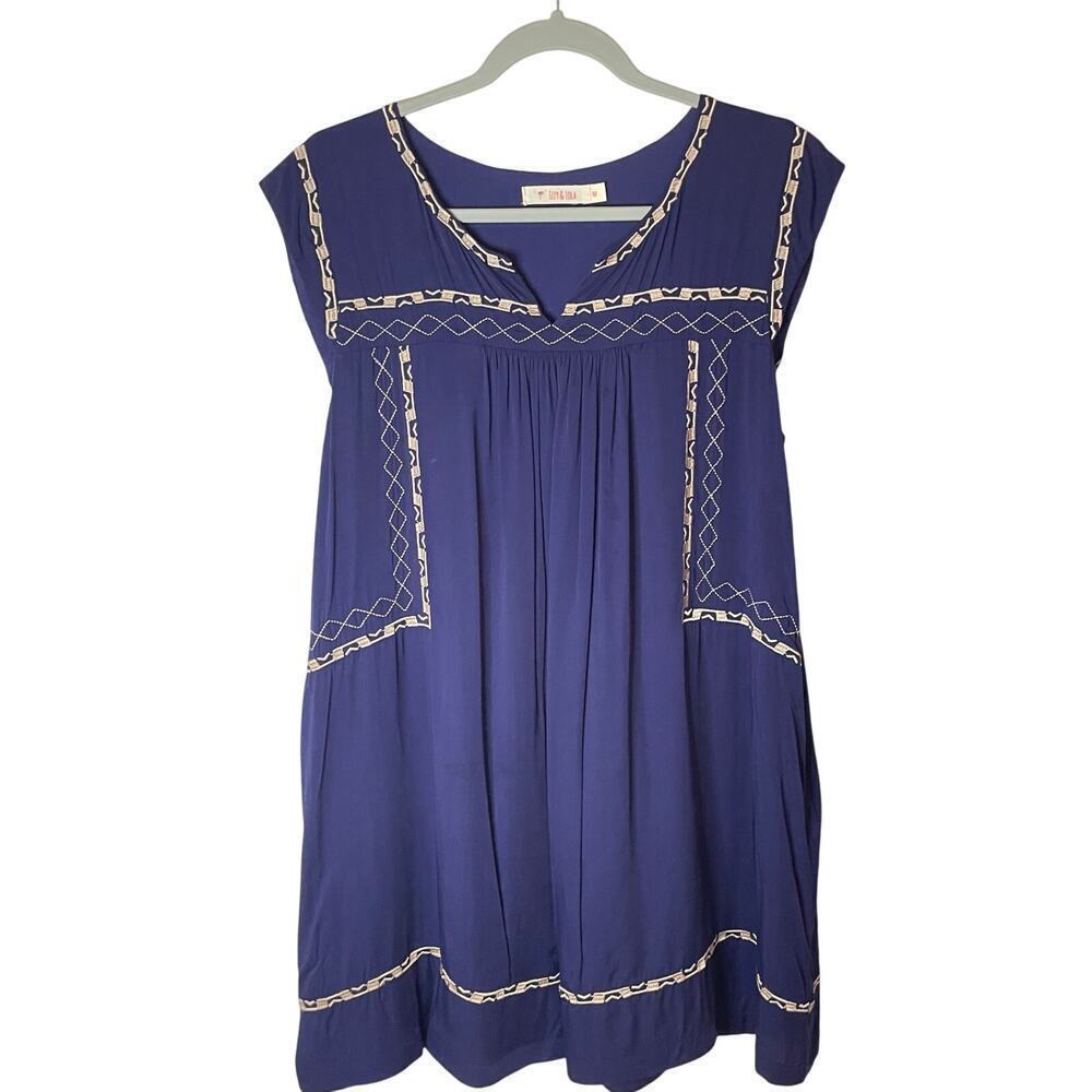 Izzy & Lola Juniors Cap Sleeve V Neck Tunic/Mini Dress